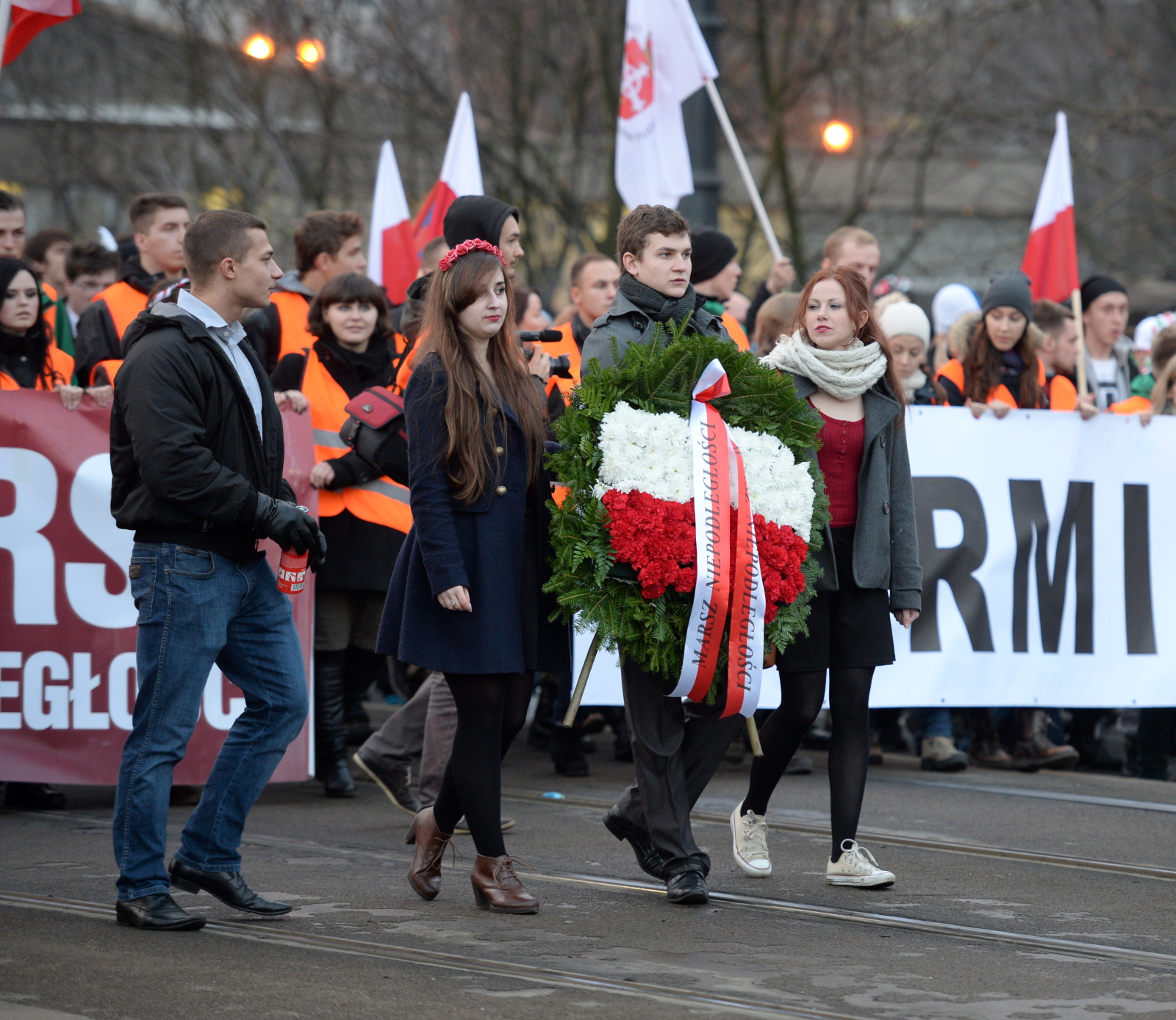 Marsz Niepodległości na ulicach Warszawy