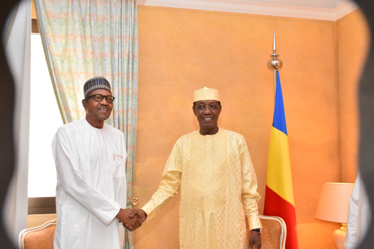 President Buhari and President Idris Deby Itno of Chad hold bilateral meeting in Makkah, Saudi Arabia on the margins of the Organisation of Islamic Cooperation (OIC) Summit (Twitter @NGRPresiden)