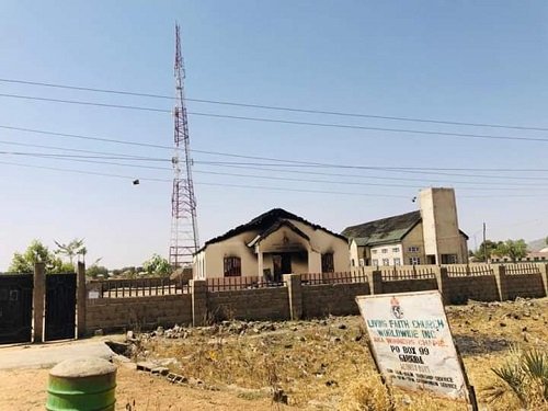 Living Faith Church torched by Boko Haram terrorists. (The Nation)