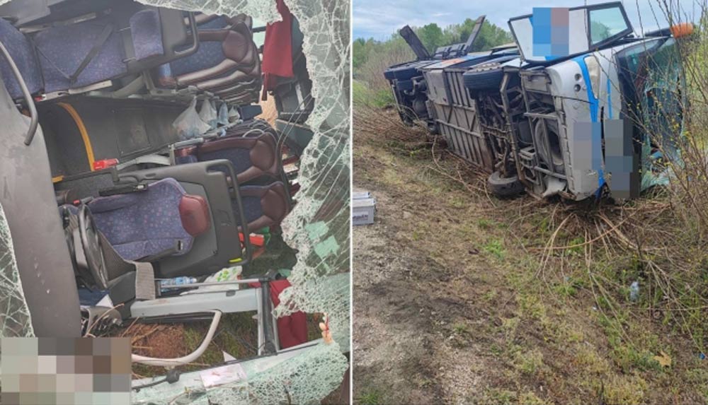 Súlyos buszbaleset Kiskunhalasnál, sok a sérült - fotó