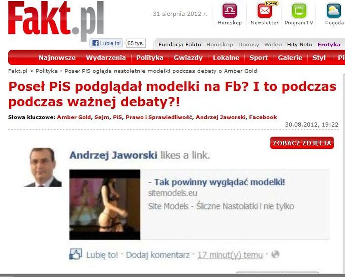 Wpis na profilu posła