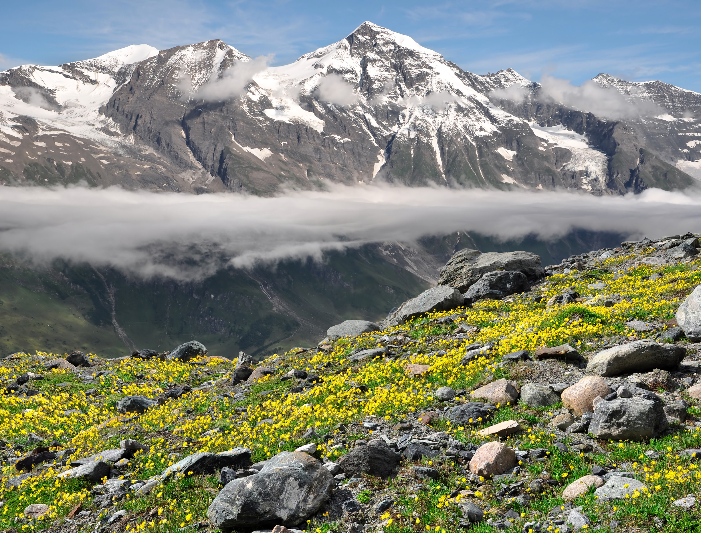 Wiesbachhorn w parku narodowym Wysokie Taury, Karyntia w Austrii