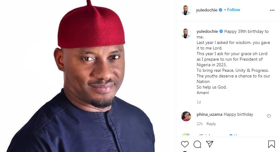 Yul Edochie wants to run for the office of president of Nigeria for the second time. [Instagram/YulEdochie]