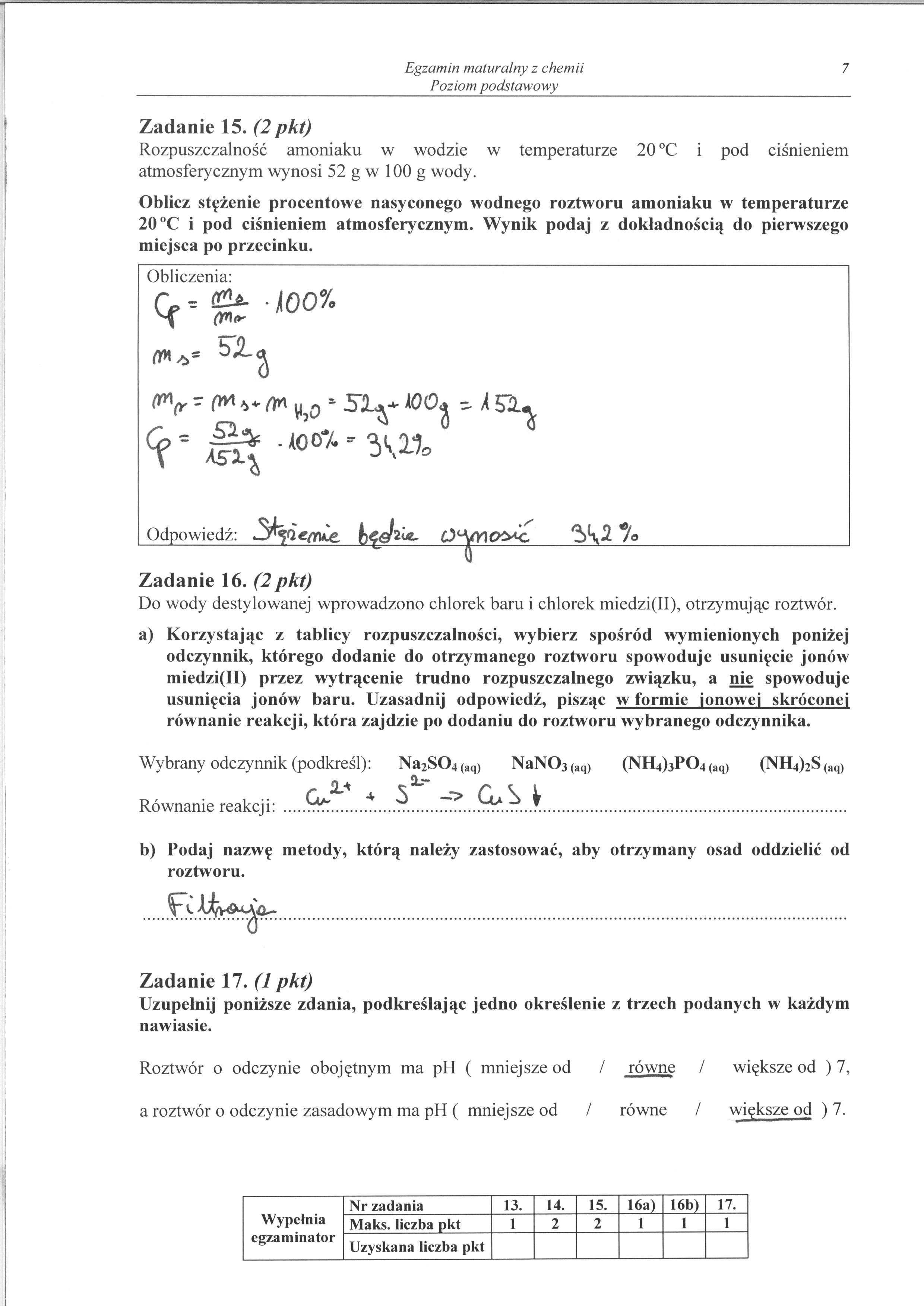 Matura z chemii - rozwiązania do poziomu podstawowego