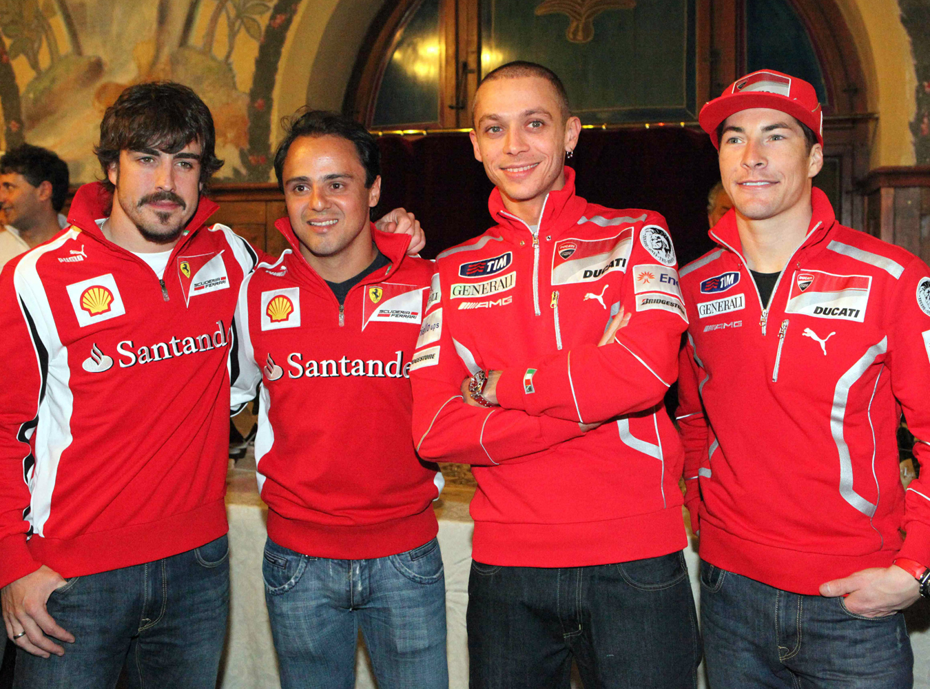Fernando Alonso, Felipe Massa, Valentino Rossi i Nicky Hayden