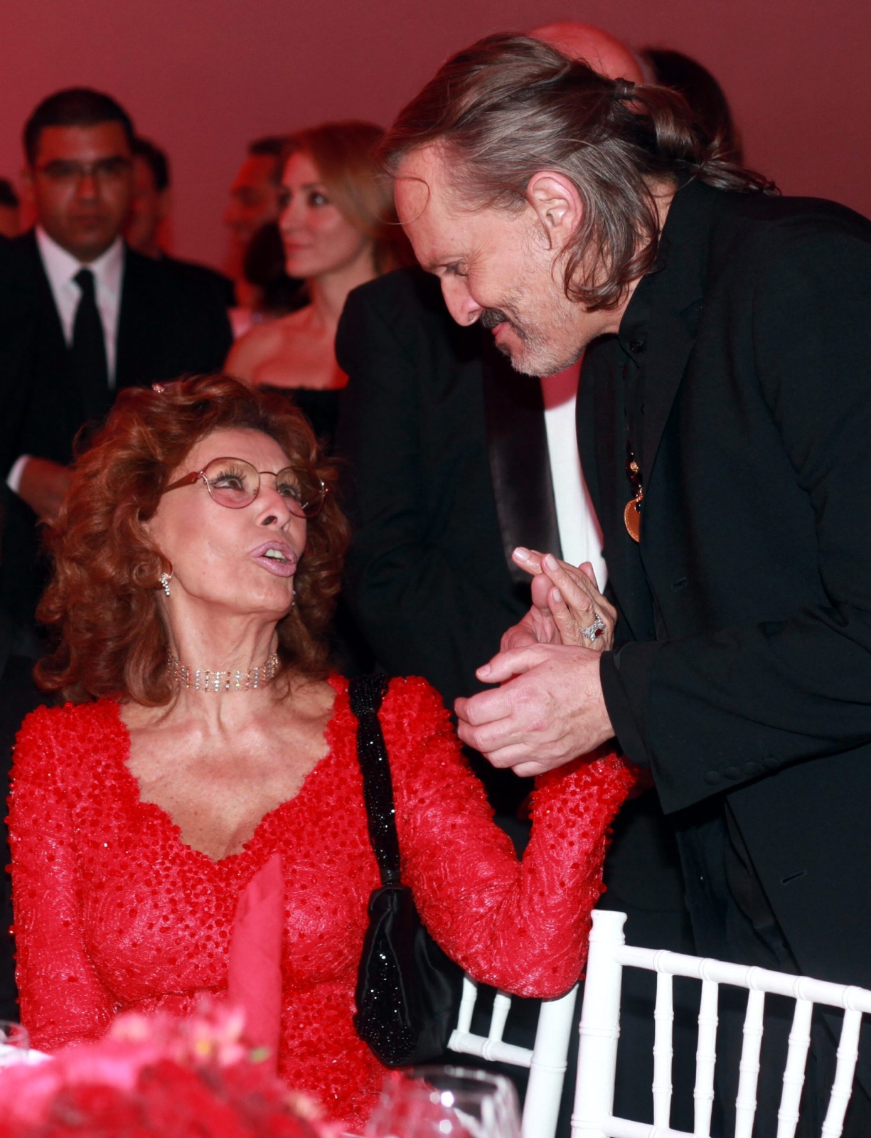 Sophia Loren i Miguel Bose na imprezie w Soumaya Museum