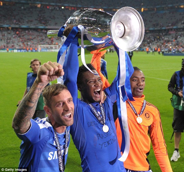 John Obi Mikel with the UEFA Champions League trophy