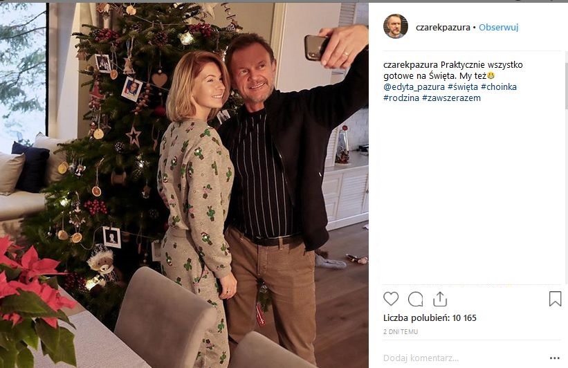 Edyta i Cezary Pazurowie postawili na oryginalną ozdobę choinkową w postaci rodzinnych zdjęć.