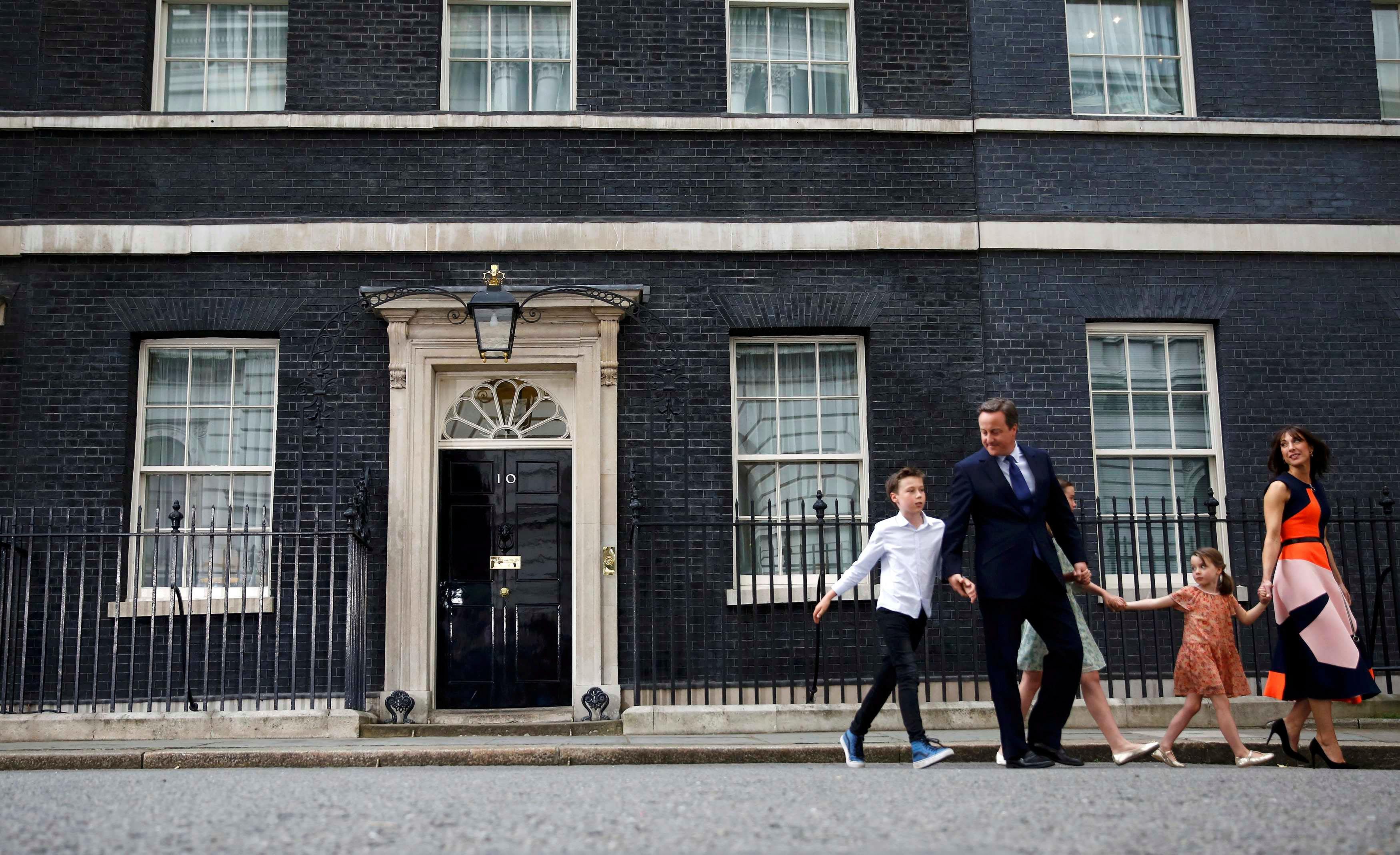 Britain's outgoing Prime Minister, David Cameron, leaves number 10 Downing Street, in central London