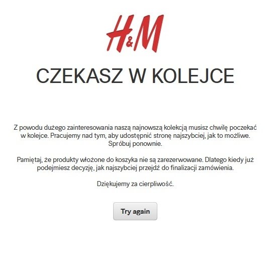 Screen ze strony internetowej H&M