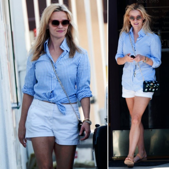 Reese Witherspoon w bialych szortach