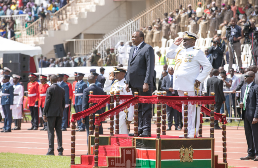 President Uhuru Kenyatta leading Kenyans in marking the country’s 56th Jamhuri Day celebrations at Nyayo National Stadium.