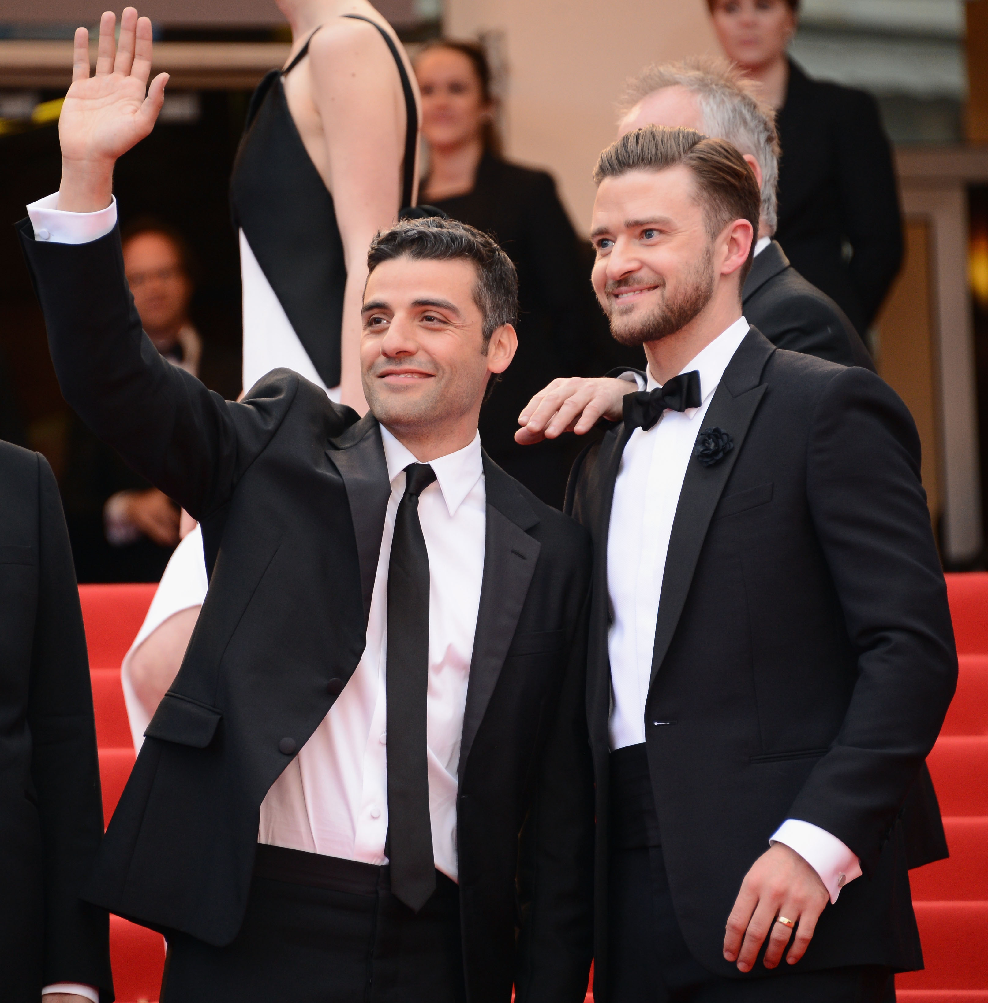 Oscar Isaac i Justin Timberlake podczas premiery