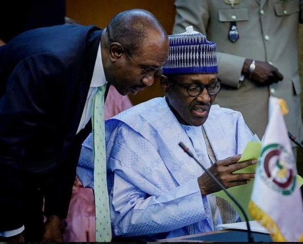 Nigeria's President Muhammadu Buhari and CBN governor, Godwin Emefiele