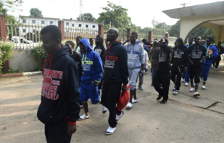 Migrants brought home from Libya arrive in Benin, capital of Edo State in midwest Nigeria, after being stranded in the volatile North African country en route to Europe (AFP)