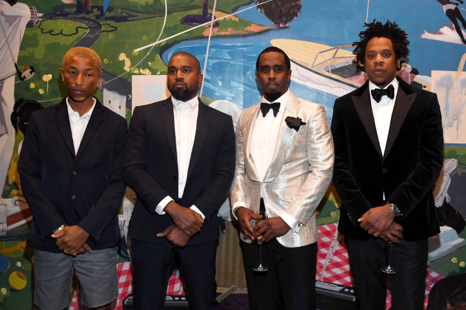 Left to right: Pharrell Williams, Kanye West, Diddy and Jay-Z