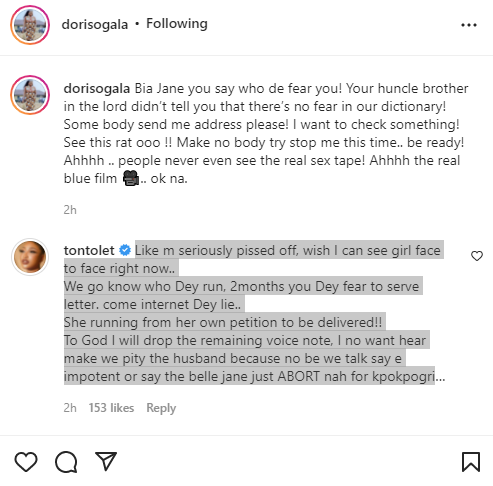 Tonto Dikeh says Janemena recently aborted a pregnancy for her ex, Prince Kpokpogri