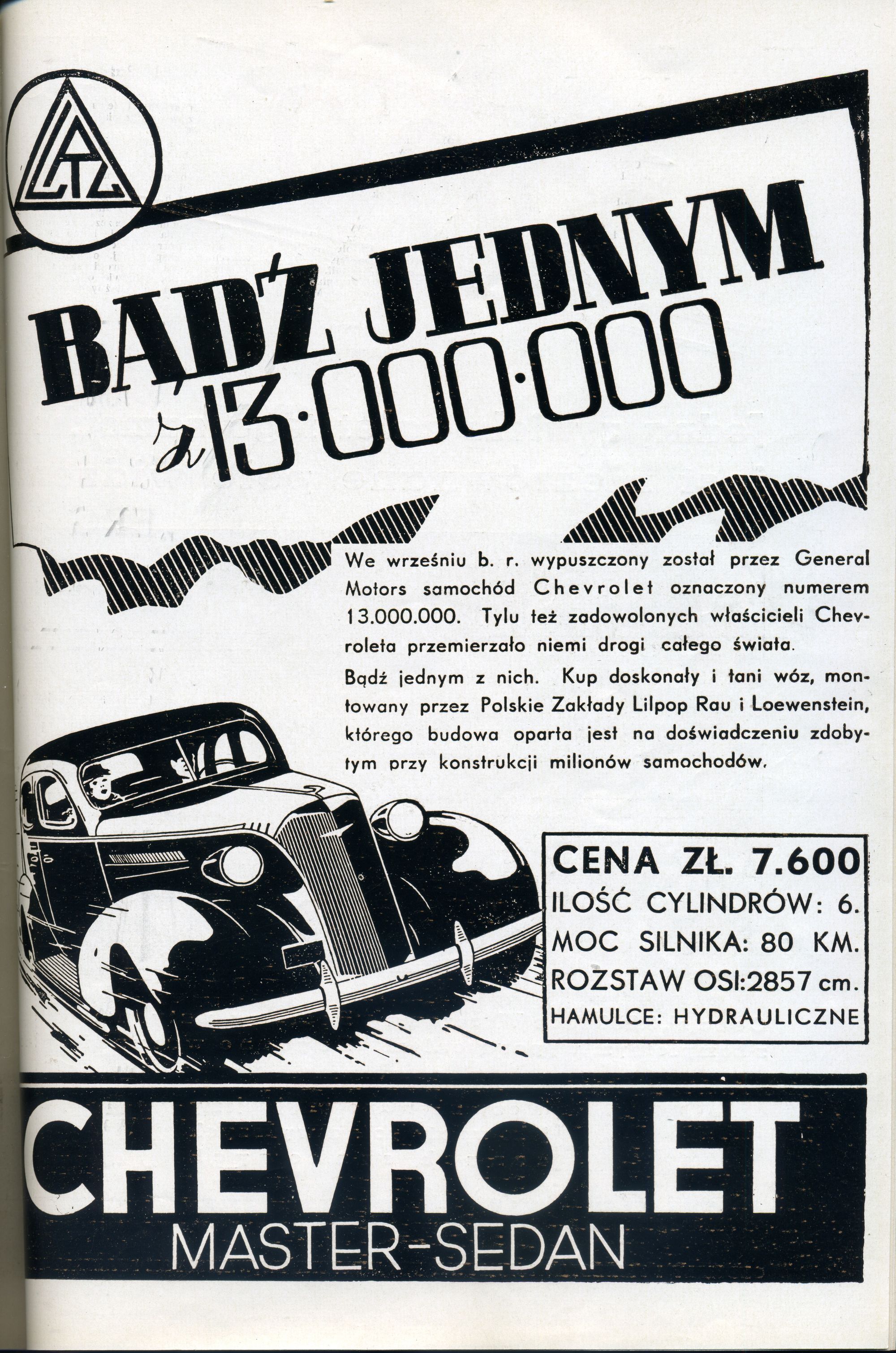 Reklama Chevroleta zamieszczona w miesięczniku
