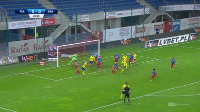 Piast - Arka (0:0): Obrońcy Piasta pogubili się w swoim polu karnym, ale skończyło się tylko na strachu