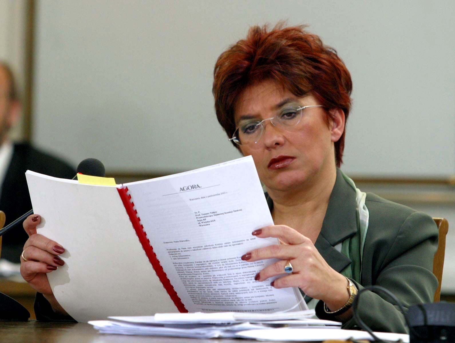 Aleksandra Jakubowska zeznaje przed komisją sejmową, badającą tzw. aferę Rywina.