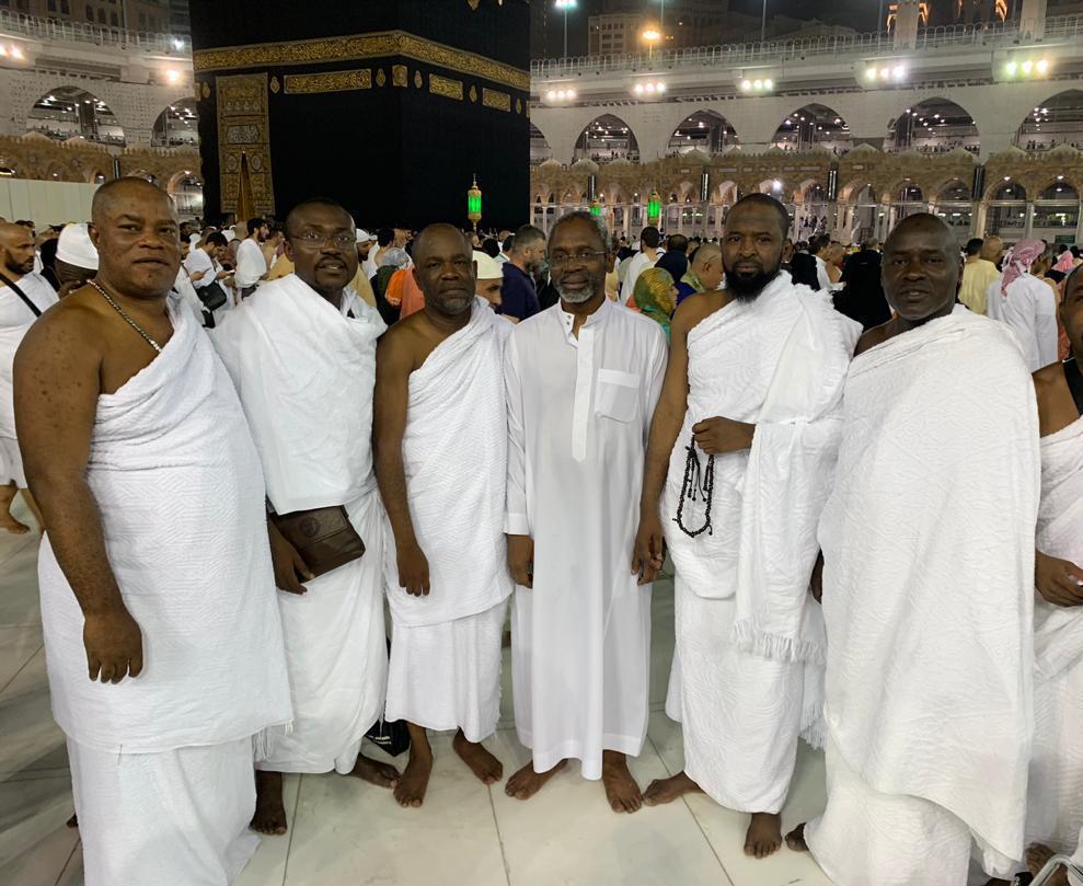 Fourth from left: Femi Gbajabiamila reportedly led delegation of 50 members of the House of Reps on lesser hajj to Saudi. (Nigeria Watch Newspaper)