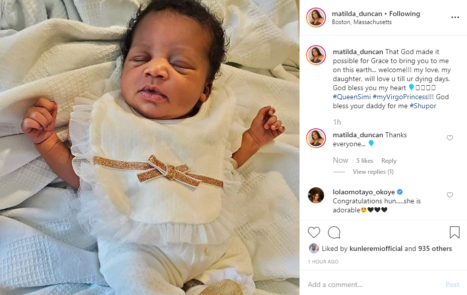 Popular Abuja based On-Air personality, Maltida Duncan has welcomed a baby girl in the United States of America.[LindaIkeji]