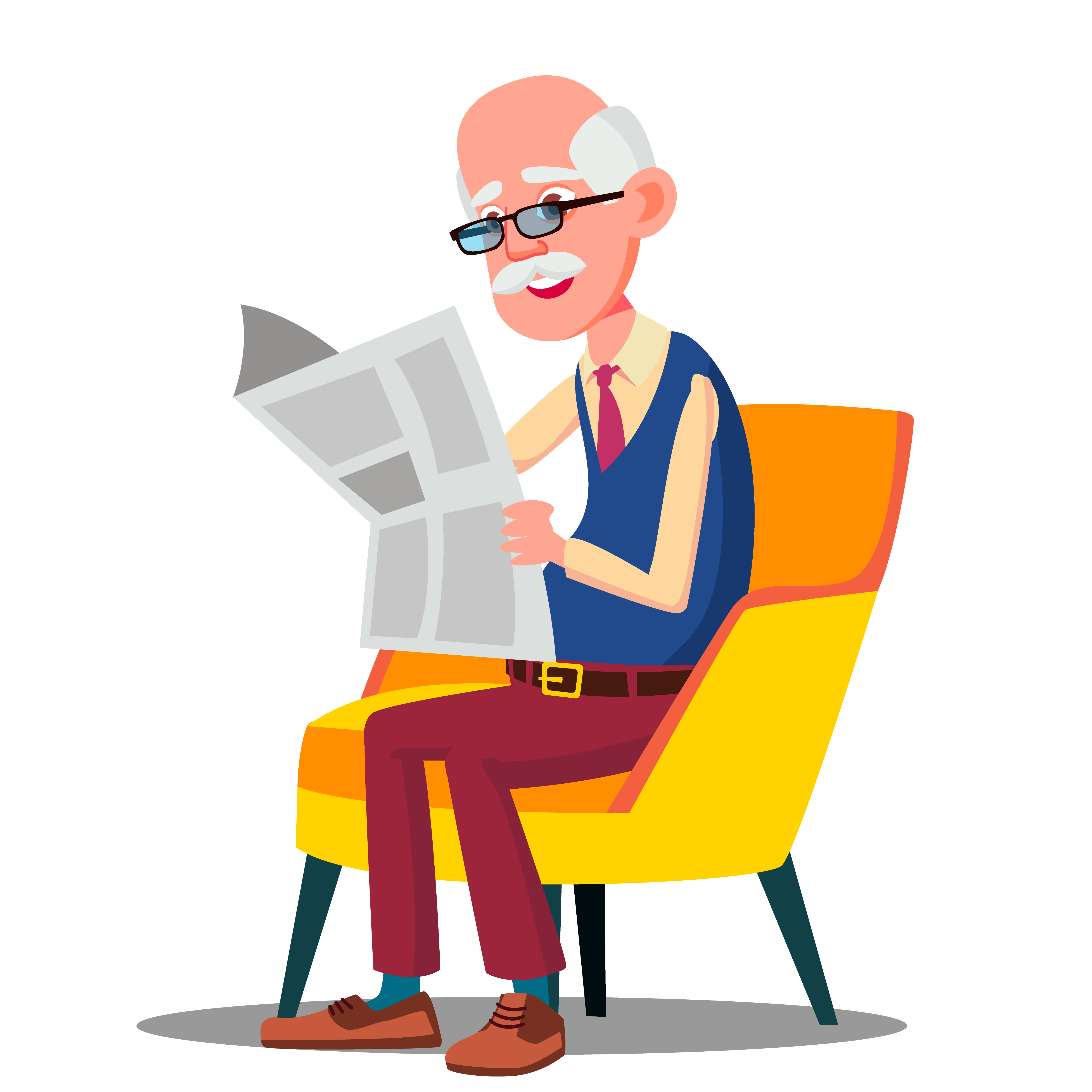 Дедушка читает газету