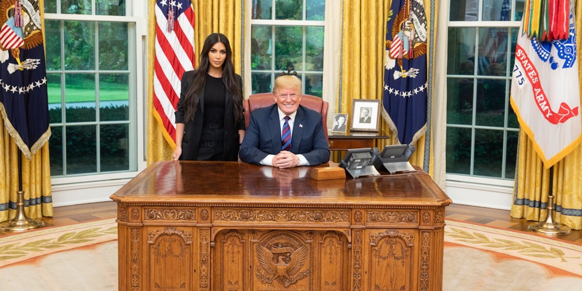 Donald Trump and Kim Kardashian during her visit to the White House [Variety]