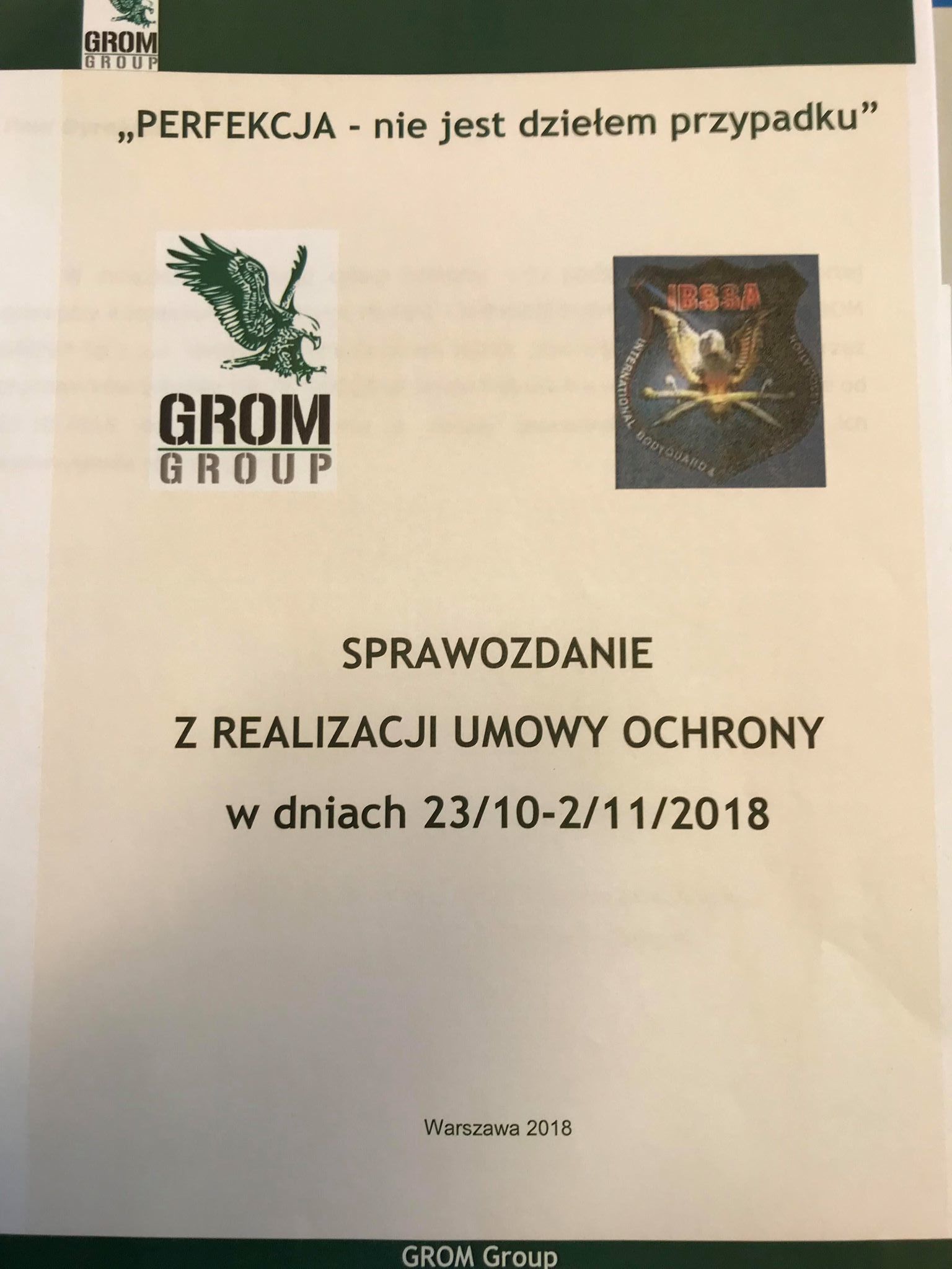 Sprawozdanie z realizacji umowy ochrony Grom Group