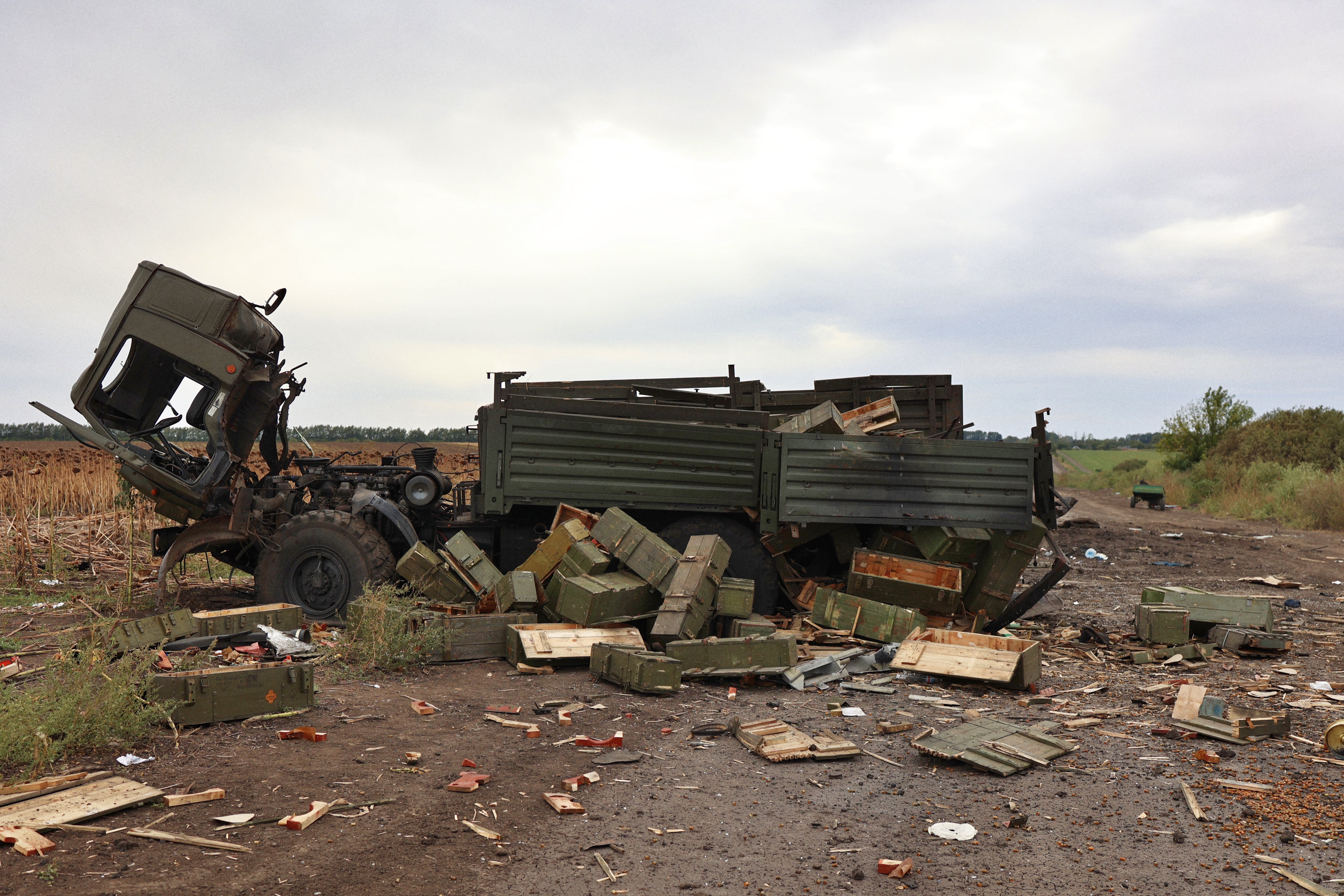 Zniszczona rosyjska ciężarówka 