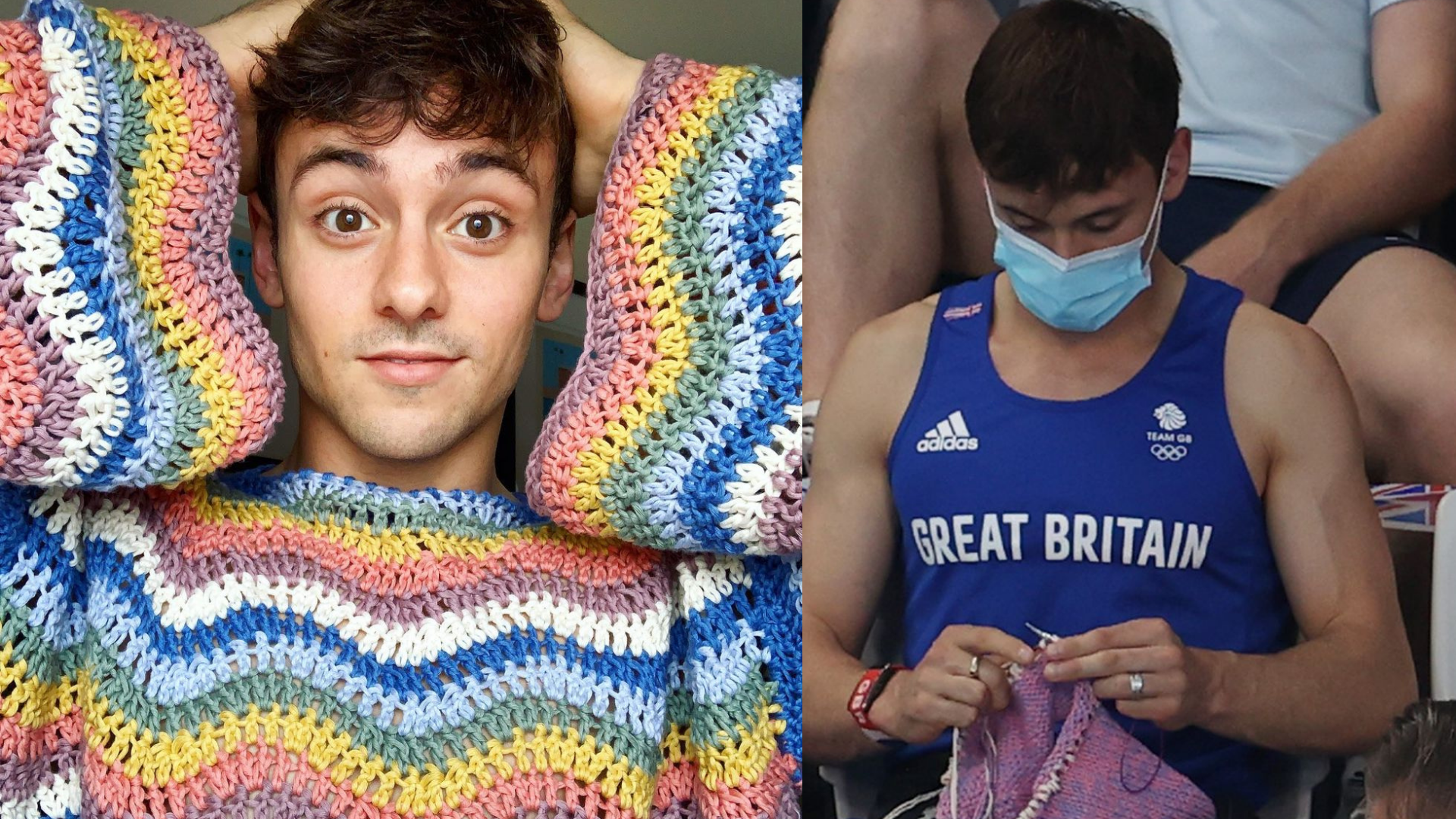 Tokio 2020: olimpijczyk Tom Daley robi na drutach swetry i ubranka dla  zwierząt | Ofeminin