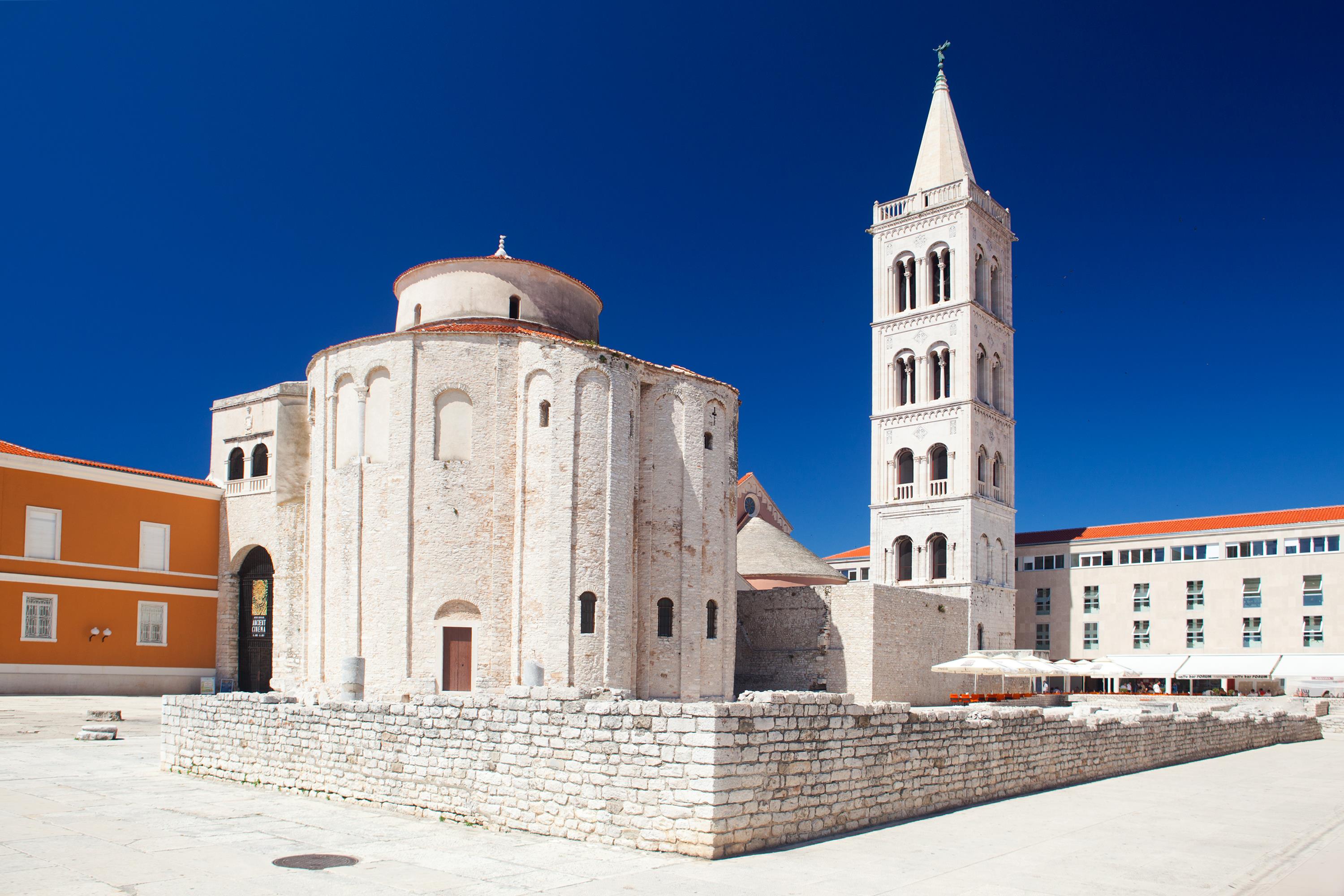 ZADAR, CROATIA - Forum square with Church of St. Donat 