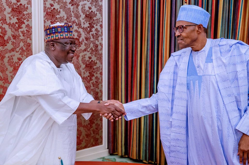 President of the Senate Ahmad Lawan met with President Muhammadu Buhari in his office, at the Presidential Villa, Abuja. Abuja. [Twitter/@SPNigeria