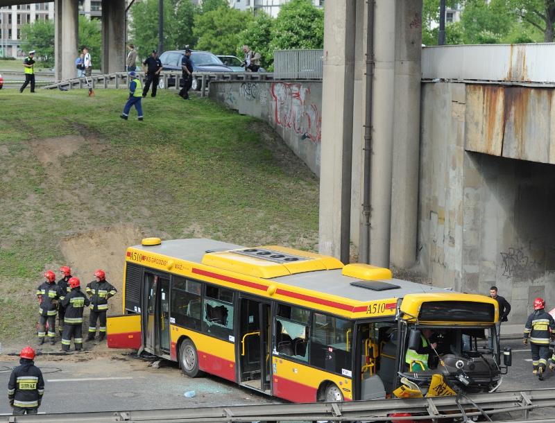 wypadek autobusu w Warszawie