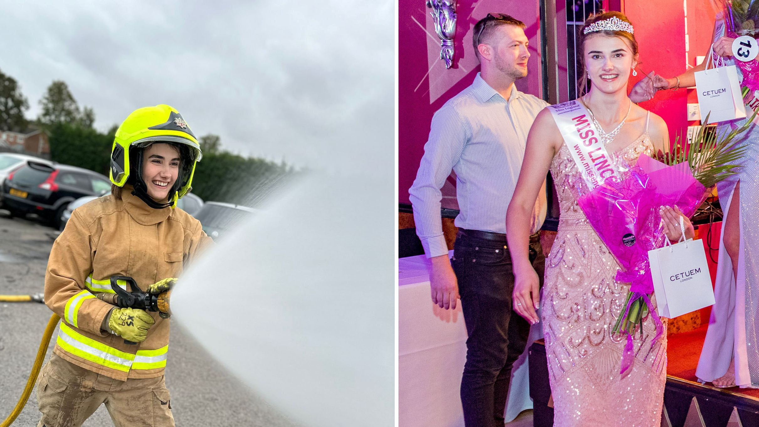 A Miss Anglia döntőse tűzoltónak készül: döntse el ön, hogy tiarával vagy tűzoltósisakkal a fején szexibb a fiatal szépség – képgaléria