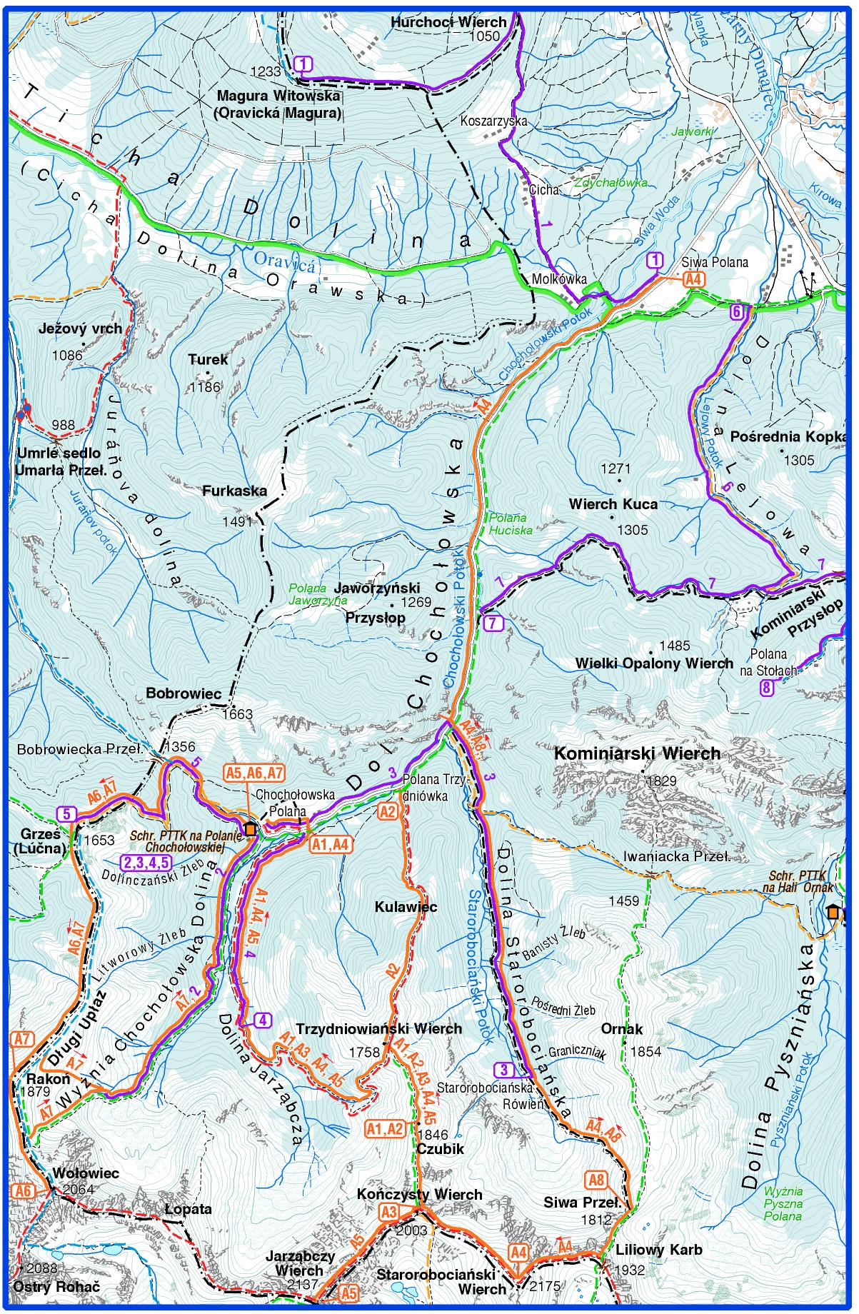 mapa trasy narciarskiej - Dolina Chochołowska / Fot.