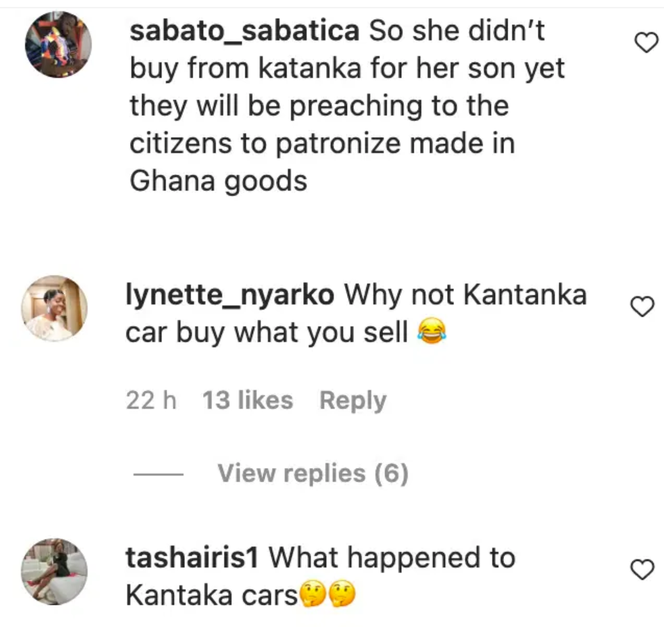 Ghanaians blast Adwoa Safo for buying expensive Chevrolet instead of her father’s Kantanka