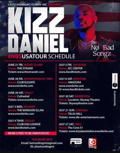 Kizz Daniel to embark on the US Leg of ‘No Bad Songz’ Tour Kizz Daniel to embark on the US Leg of ‘No Bad Songz’ Tour