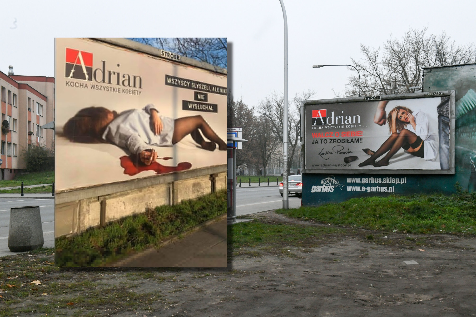 Szokująca reklama rajstop marki Adrian z kobieta, którą upozowano na martwą  | Ofeminin