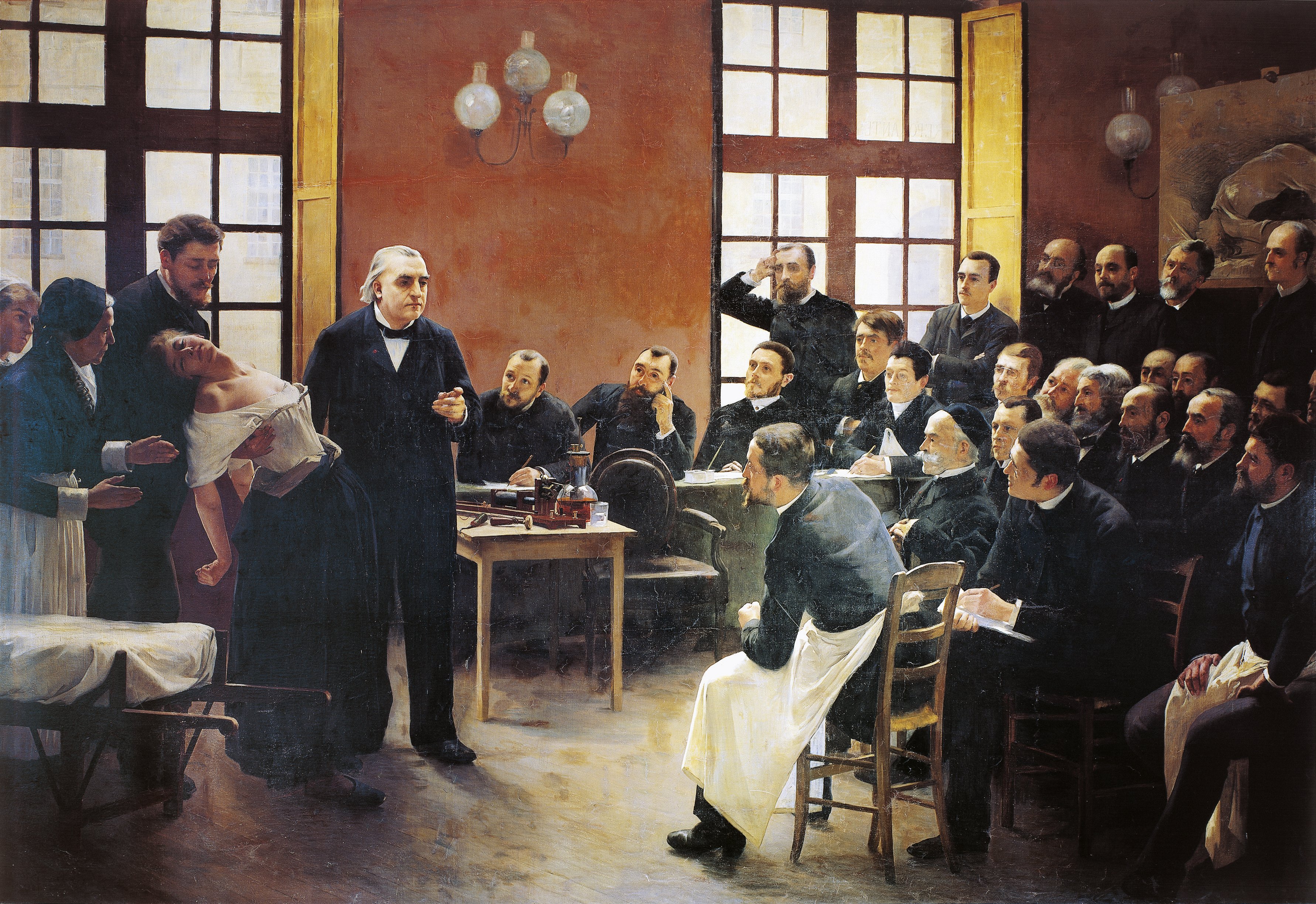 Obraz André Brouilleta (1857-1914) „Lekcja w szpitalu w Salpêtrière