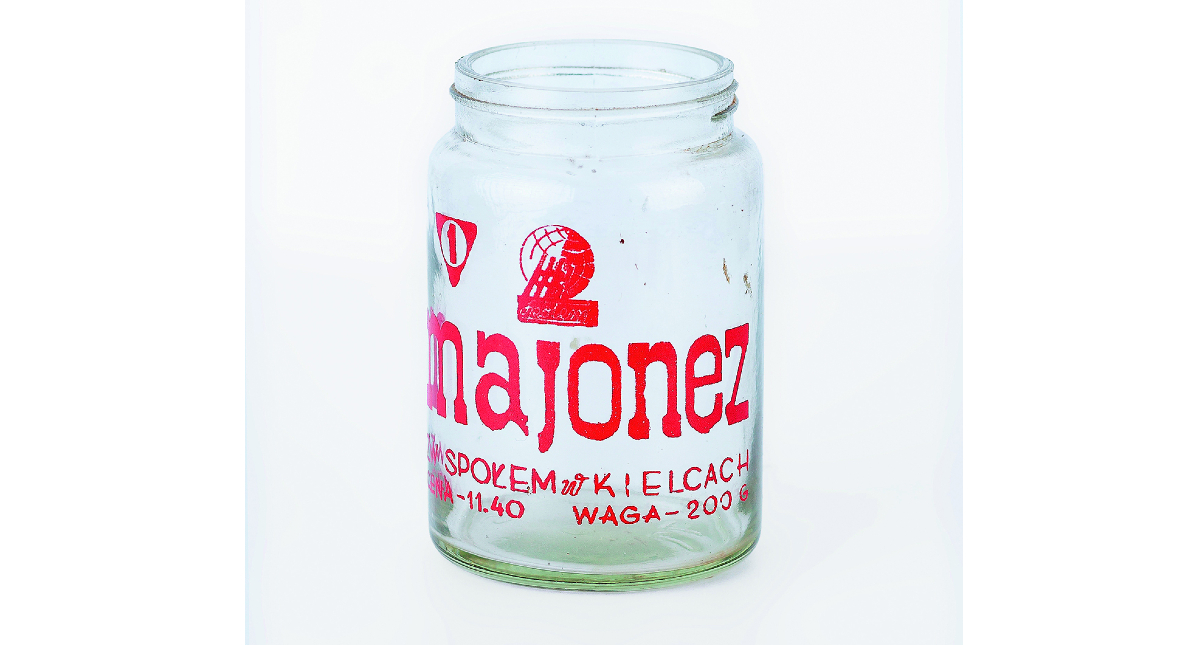 Majonez Kielecki sprzedawano na początku w takich słoiczkach, 1967 r.
