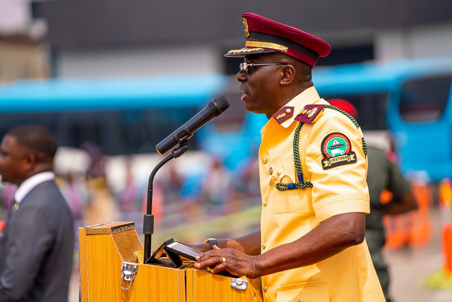 Lagos Gov Sanwo-olu addresses new recruits of LASTMA in Lagos on Wednesday, Feb 5, 2020 (Twitter: @Mr_Jags)