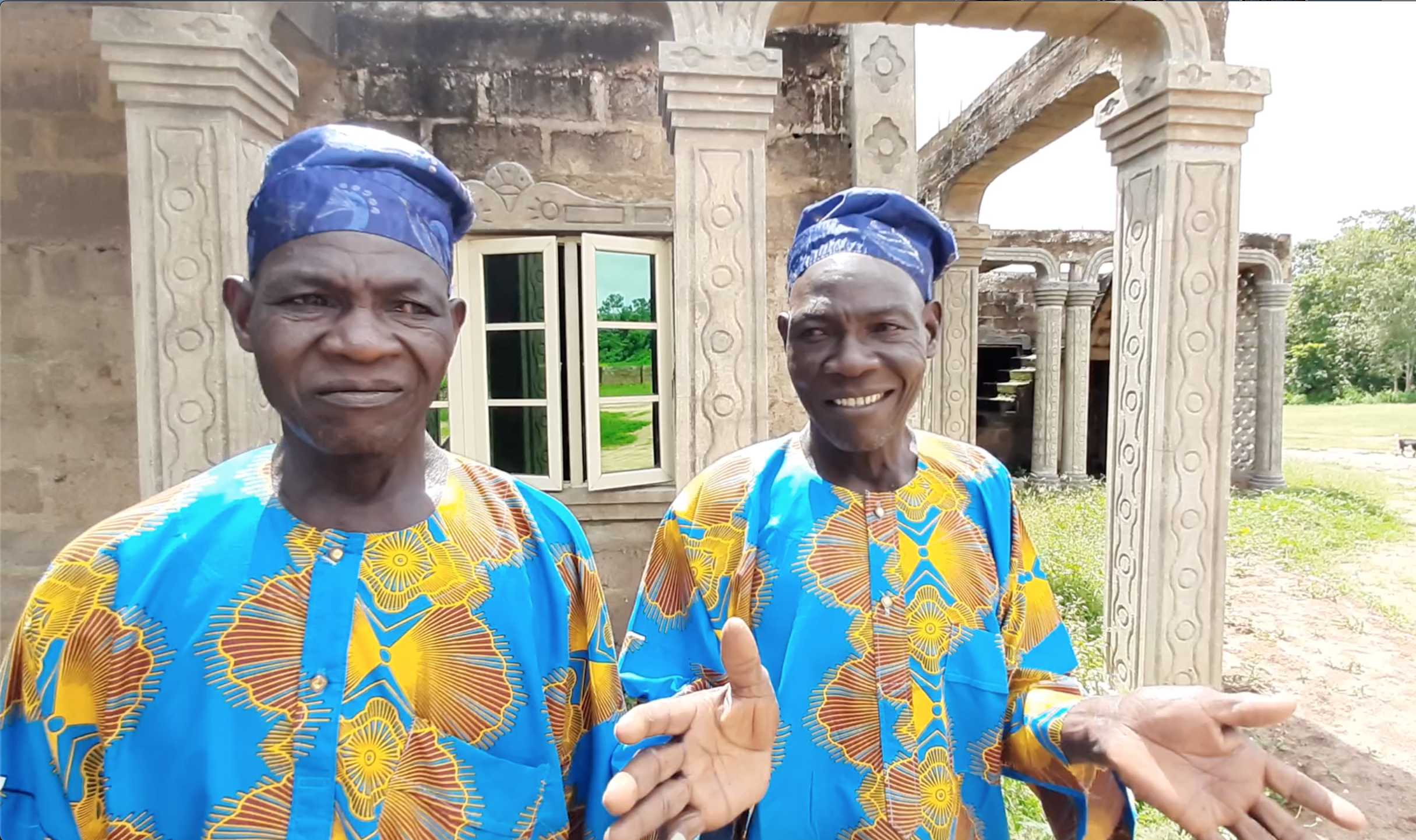 Hussein and Hassan Dahusi, both 68 years old and the oldest twins in the town