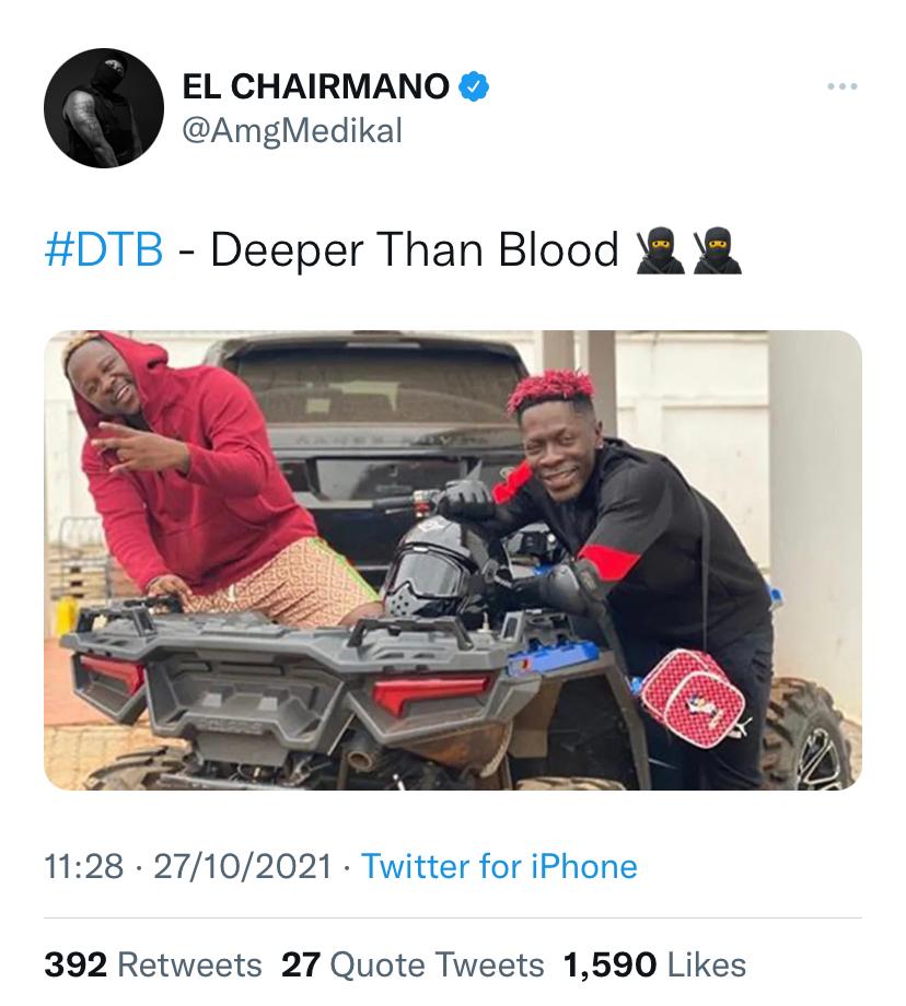 'Deeper than blood' - Shatta Wale and Medikal break silence after prison release