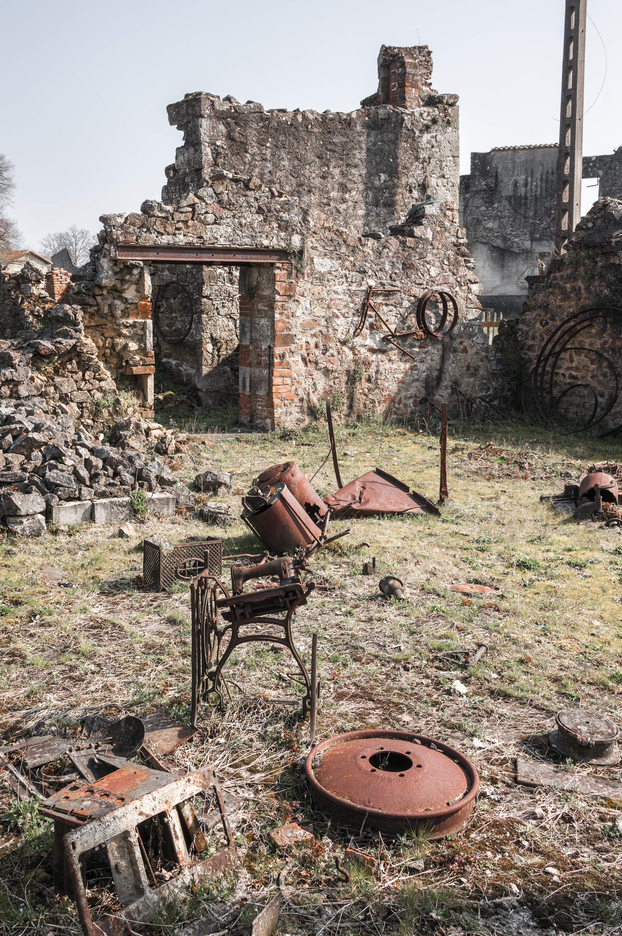 Tragedia rozegrała się <B>10 czerwca 1944 roku</B>. Oddziały SS w odwecie za zabicie przez francuski ruch oporu oficera SS weszły do miasteczka, wyganiając mieszkańców z domów i <B>rozstrzeliwując wszystkich bez wyjątku - mężczyzn, kobiety i dzieci</B>. <BR><BR> Tych, którzy nie zginęli od razu, Niemcy zapędzili do kościoła. Budynek <b>podpalili, wrzucali do środka granaty, strzelali do osób, które próbowały uciec</b>. Tego dnia wymordowali <b>642 mieszkańców miasteczka</b>. Przeżyła 47-letnia kobieta, której udało się wyskoczyć przez okienko w kościele i uciec, pięciu mężczyzn oraz jedno dziecko. <BR><BR> Jak się potem okazało, Niemcy wymierzyli tę okrutną karę mieszkańcom nie tego miasta, które planowali spacyfikować. W rzeczywistości oficer SS został zabity w <b>Oradour-sur-Vayres</b>. <BR><BR> Miasteczka nigdy nie odbudowano. Jego <b>ruiny zamieniono po wojnie w ogromne muzeum</b>. Wizyta w tym miejscu robi duże wrażenie. Na ulicach i podwórkach wciąż stoją <b>auta zabitych mieszkańców</B>, gdzieniegdzie pod ścianą domu widać oparty zardzewiały rower, można również zobaczyć część osobistych przedmiotów ofiar. <BR><BR> <b>Oradour-sur-Glane</B> to jedna z czterech miejscowości, jakie w czasie wojny spotkał taki los. W podobny sposób, mordując mieszkańców w zemście, Niemcy potraktowali również Lidice w Czechach, Mazinote we Włoszech oraz wieś Sochy na Lubelszczyźnie. Tragedię tej ostatniej opisała <b>Anna Janko w książce