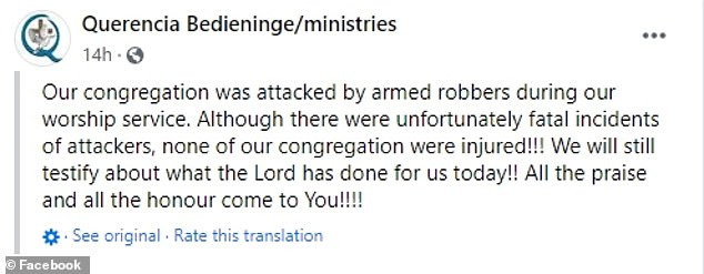 Church member kills 2 armed robbers as 3 of them invade the house of God