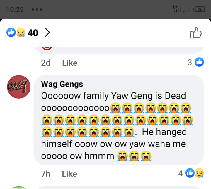 Yaw Geng reported dead by Geng