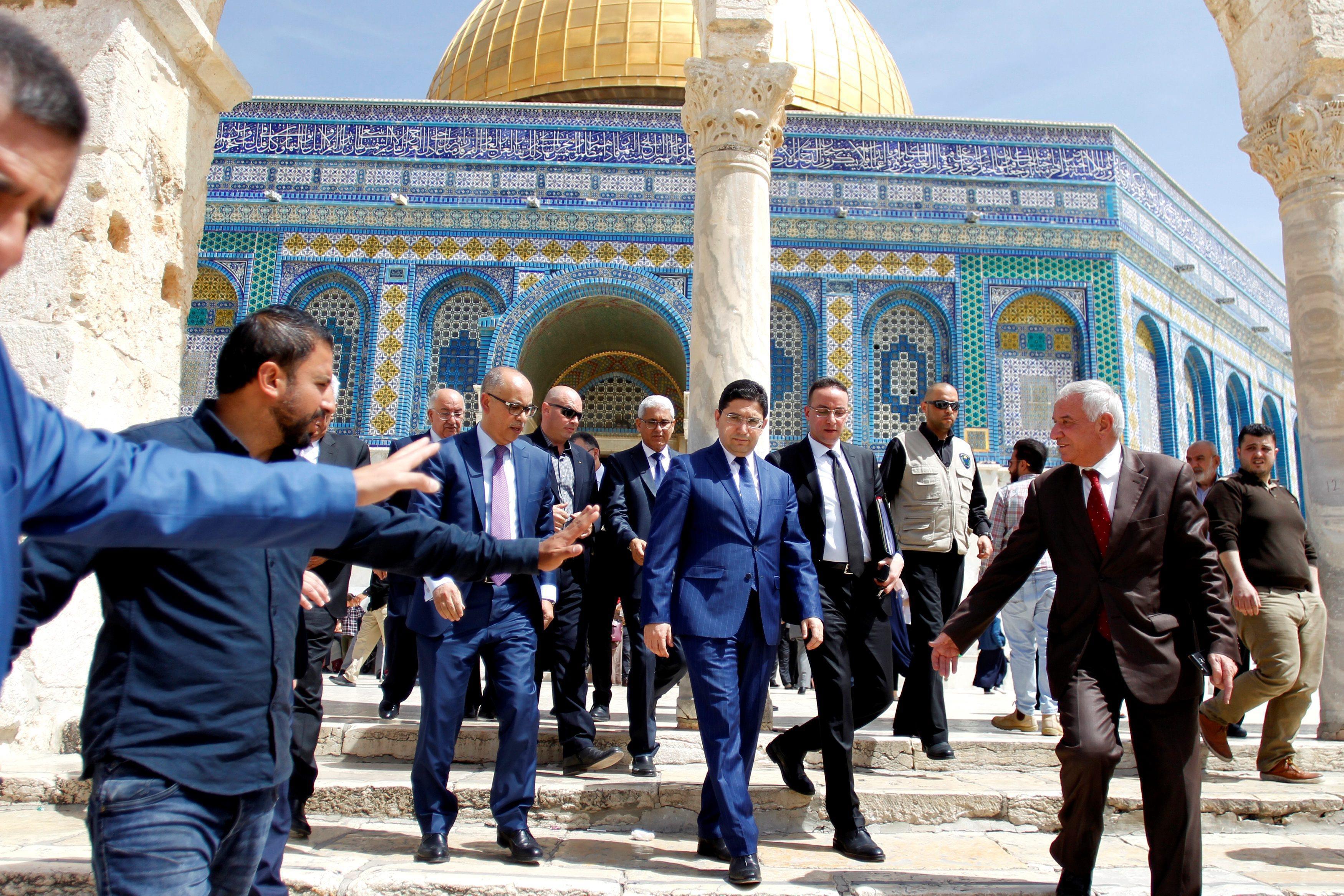 Moroccan Foreign Minister Nasser Bourita visits the compound known to Muslims as Noble Sanctuary and