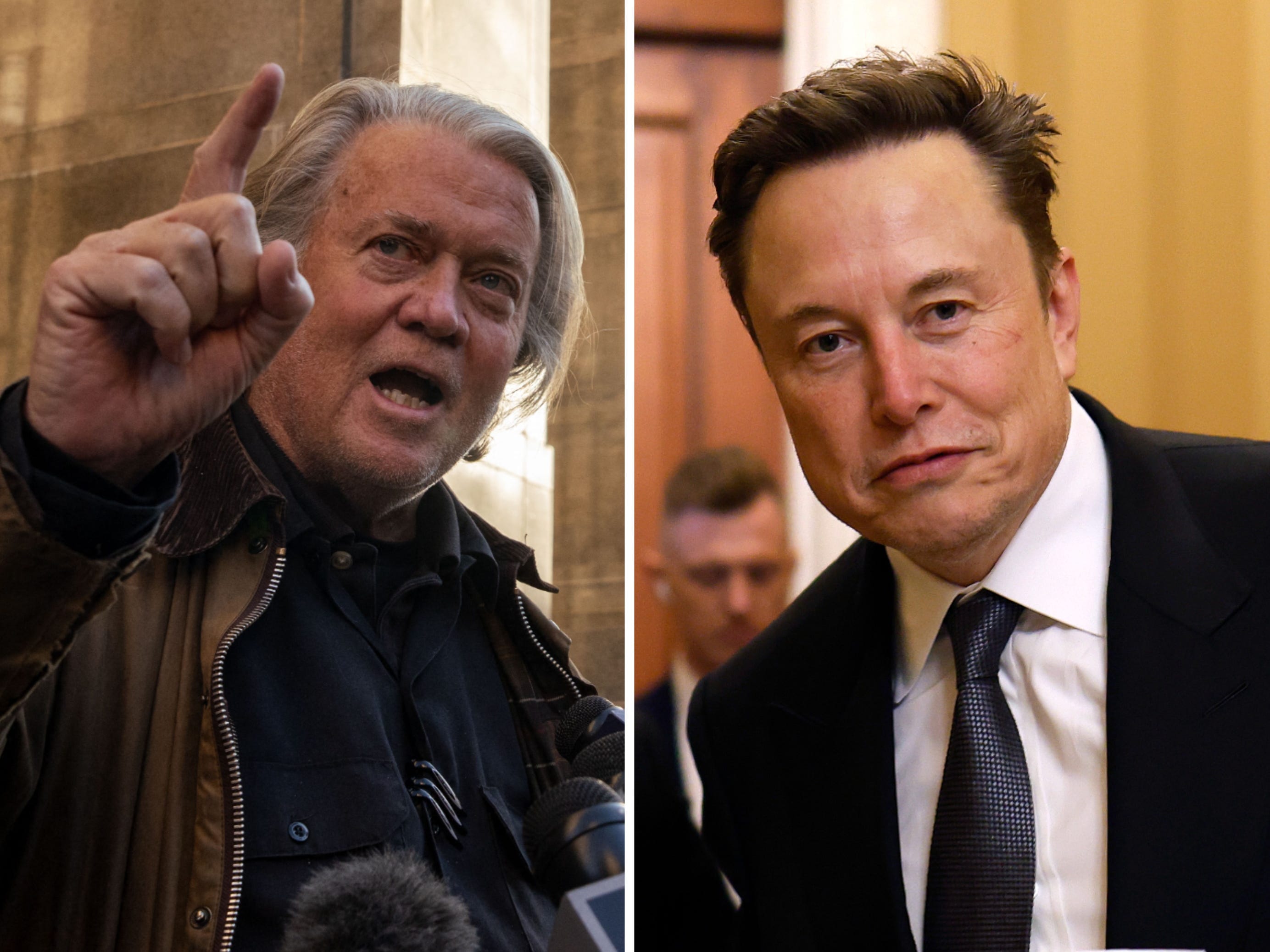 Ex-Trump advisor Steve Bannon told Elon Musk to "study modern political history" amidst the H-1B visa debate.Adam Gray/Anna Moneymaker/Getty