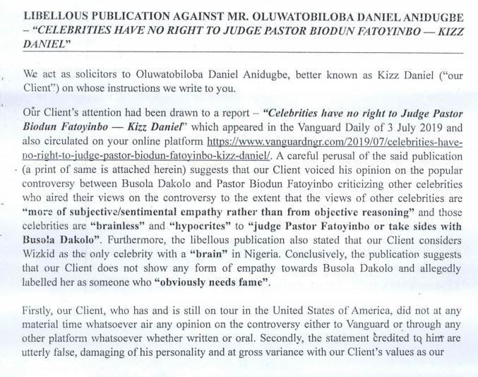 Kizz Daniels makes true his threats as he sues Vanguard Newspaper over a 'false publication' f68c44a80548f243fa7f86b9a88c88aa - Kizz Daniels makes true his threats as he sues Vanguard Newspaper over a 'false publication'